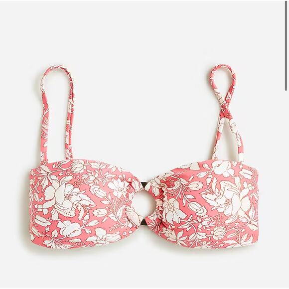 J. Crew Other - J. Crew Convertible O-Ring Bandeau Floral Swim Bikini Top Plus 3X New